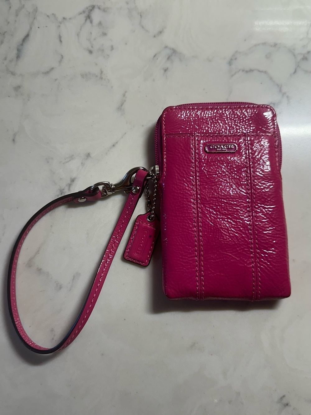 Coach Patent Leather Wristlet in Vibrant Magenta - Picture 3 of 11